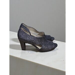 LifeStride Women's 8.5M Gray Metallic Heels Open Toe Block Caren Soft System